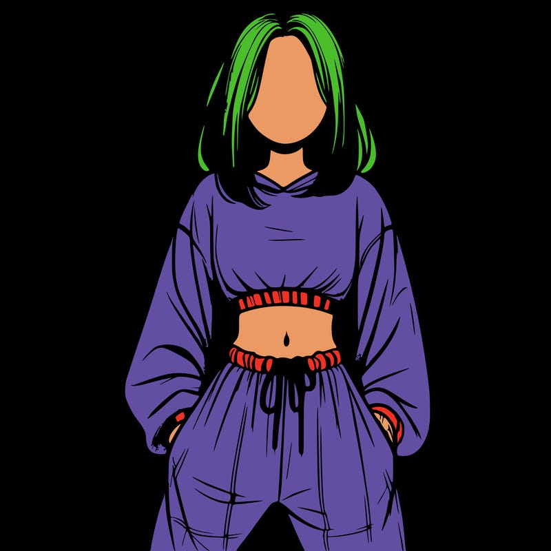 realistic girl faceless with baggy pants and a crop top