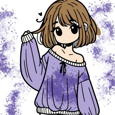 girl in baggy sweater hanging off her shoulder