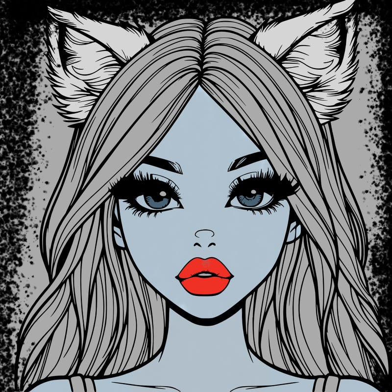 realistic girl with fox ears and realistic lips