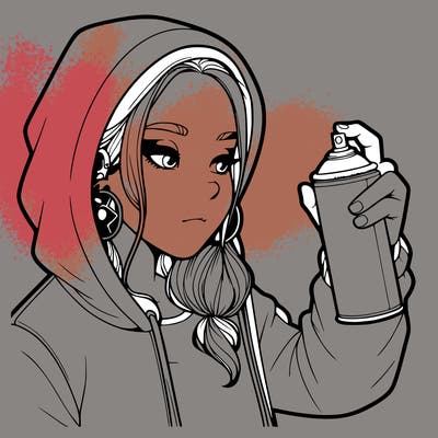 a realistic girl, spray painting