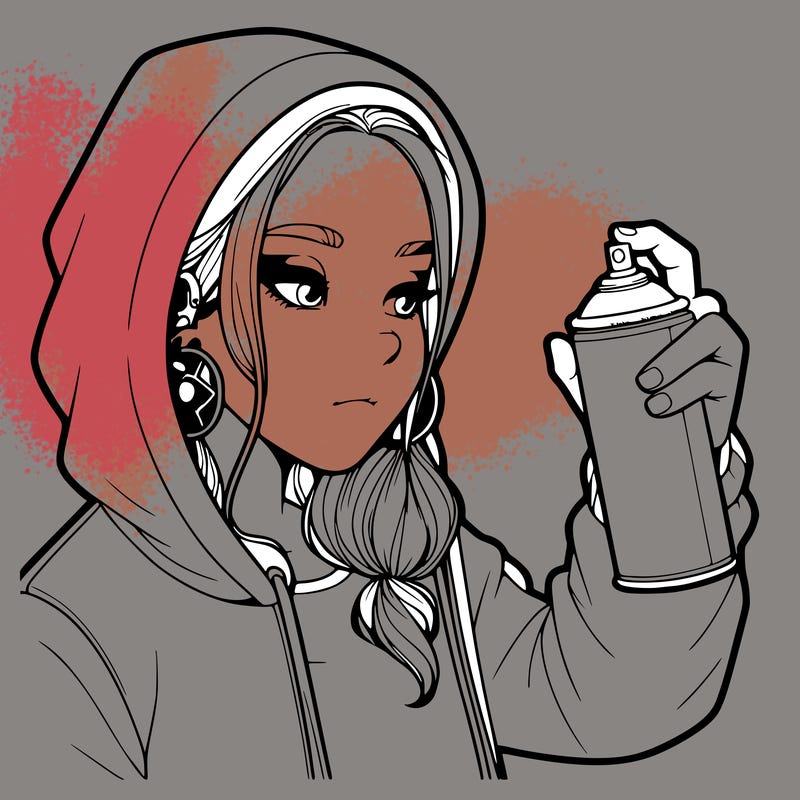 a realistic girl, spray painting
