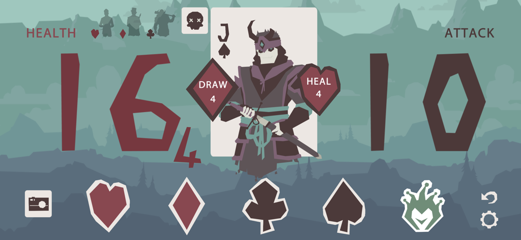 Regicide Companion - Gameplay screen of Regicide Companion showing health and attack tracking for a boss card.