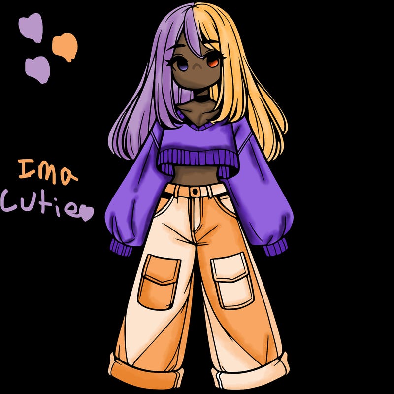 cute girl with straight hair in baggy jeans and a crop top and a sweater