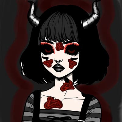 realistic girl with horns