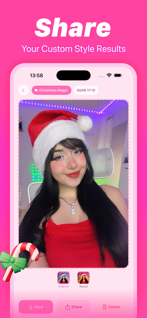 Lurr - A portrait photo transformed with the Christmas Magic AI style in the Lurr app