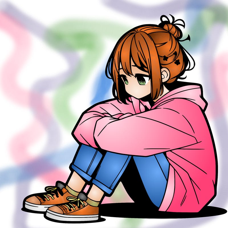 sad anime girl sitting alone