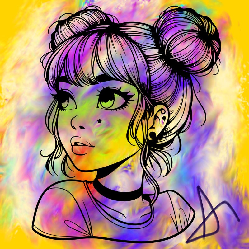 realistic girl with spacebuns