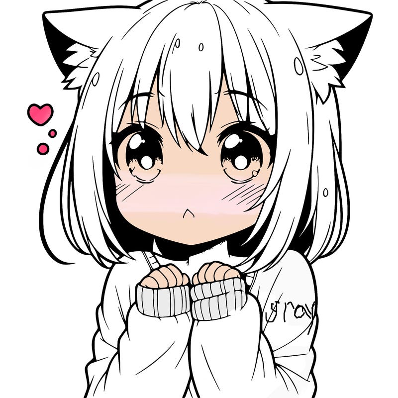 shy anime catgirl