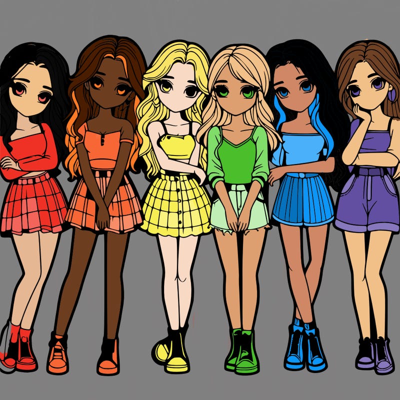 a group of girls realistic