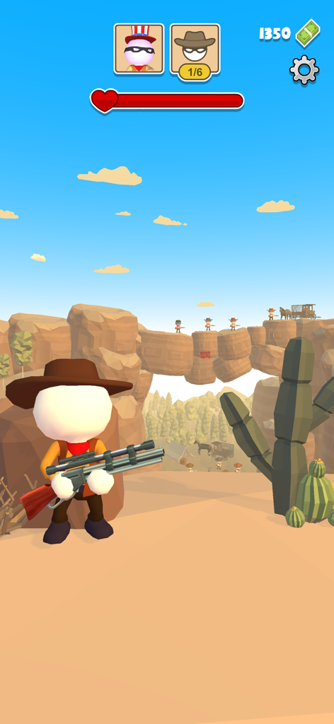 Western Sniper: Wild West FPS - 砂漠の峡谷を舞台に、スナイパーライフルを持ったスティックマンのカウボーイキャラクター