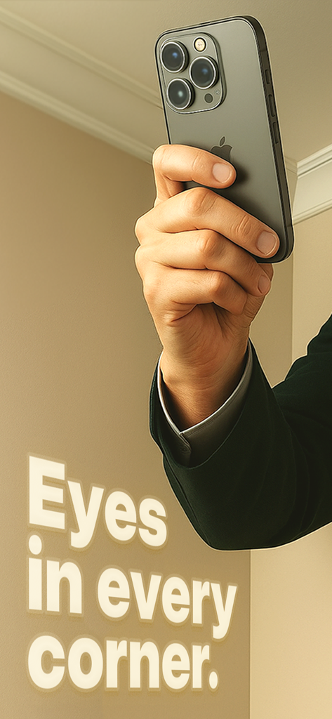 Lookout Dual Camera Recorder - Hand holding an iPhone for security recording with Lookout app