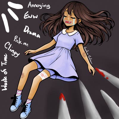 realistic girl floating