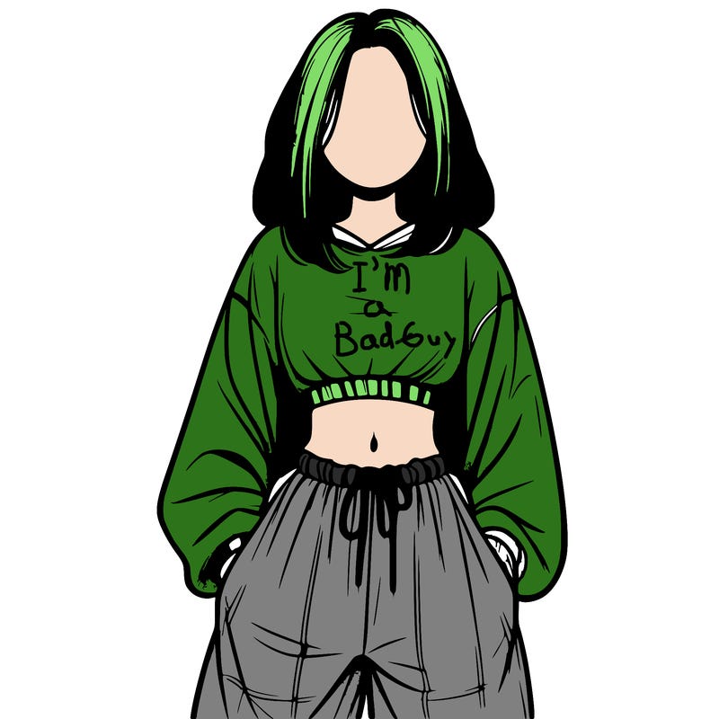 realistic girl faceless with baggy pants and a crop top
