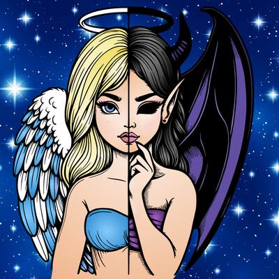 realistic angel half demon