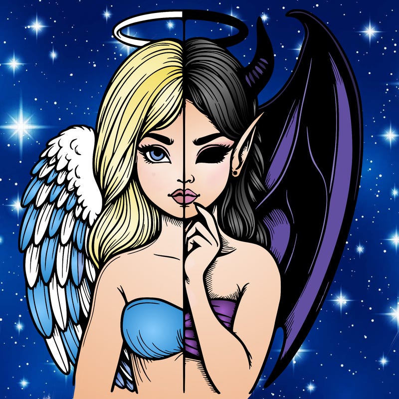 realistic angel half demon