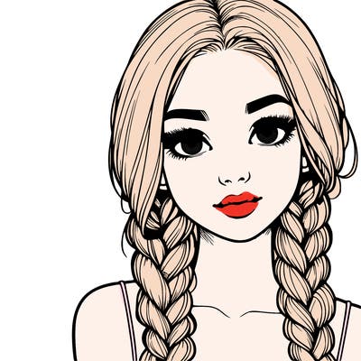 realistic girl with braids