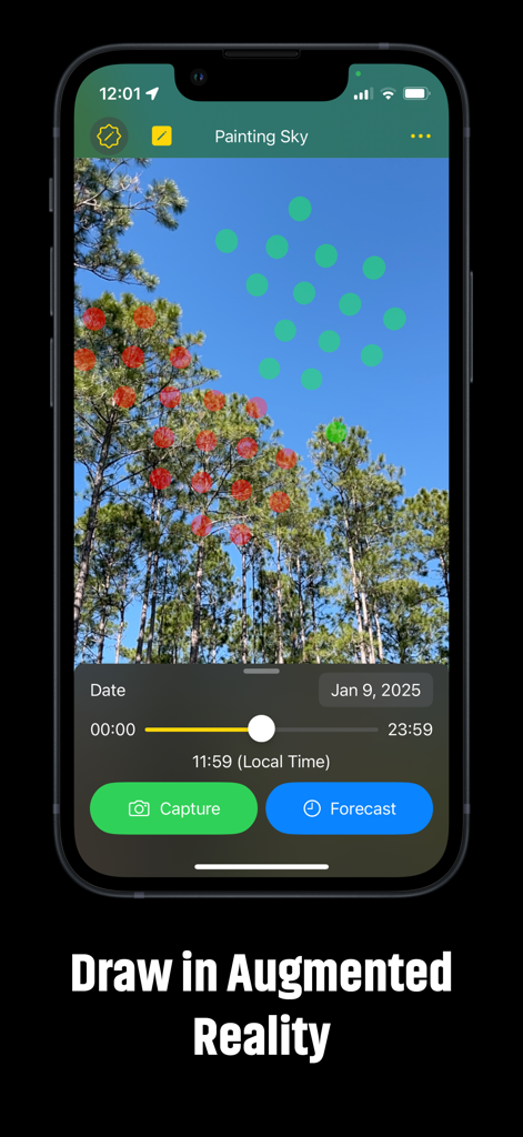 Sunscape AR - Interfaccia di Sunscape AR che mostra la funzione di disegno in realtà aumentata per identificare il cielo e gli ostacoli