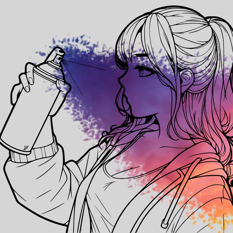 a realistic girl spray, painting