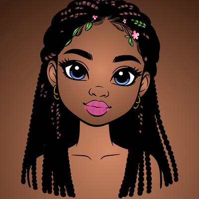 a realistic black girl with braids