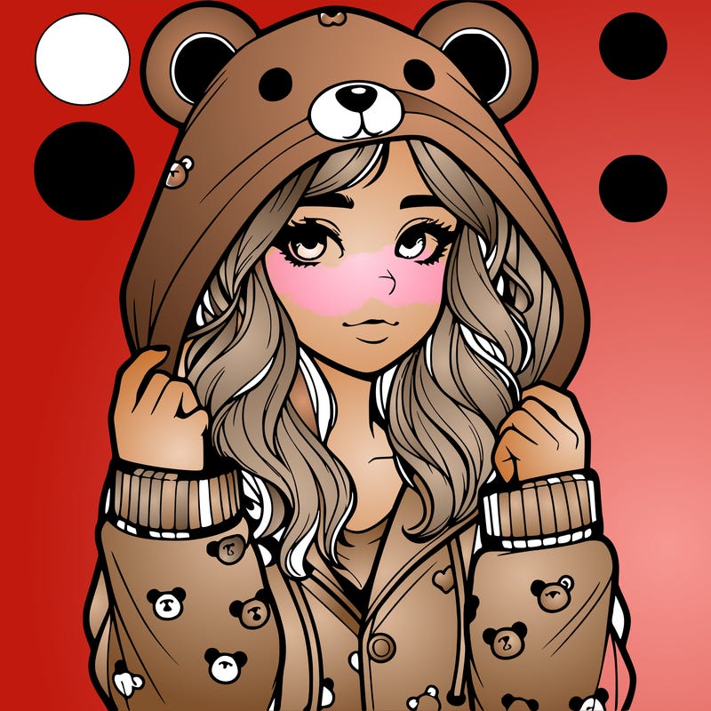 realistic girl in a animal pjs hoodie