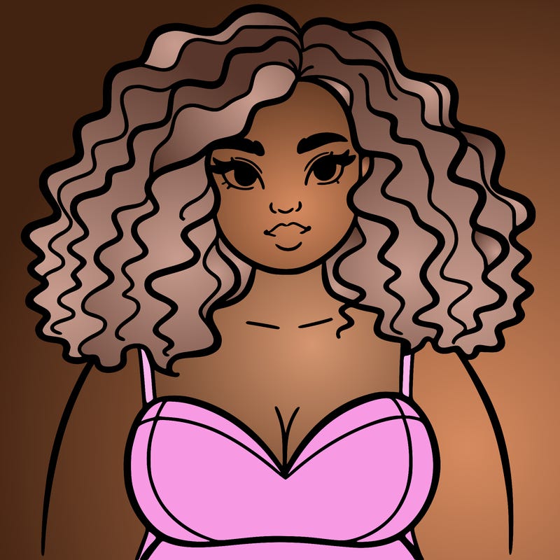 pretty plus sized woman with curly hair