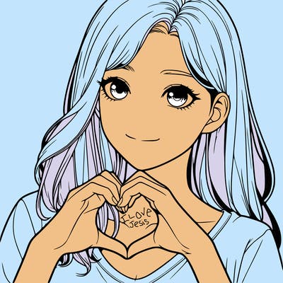 a realistic girl making a heart by her hand