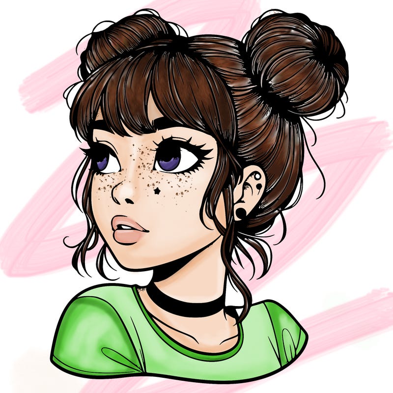 realistic girl with spacebuns