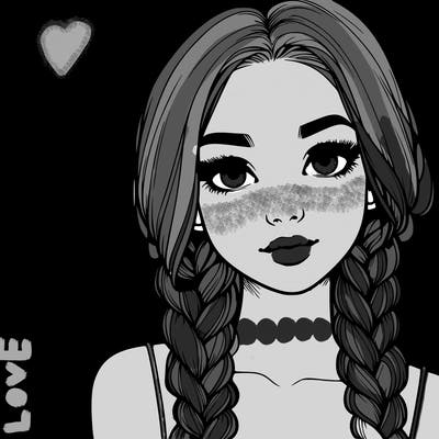 realistic girl with braids