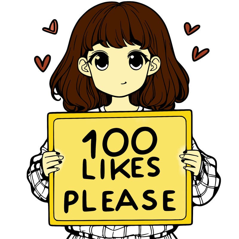 a girl holding a sign saying 100 likes please