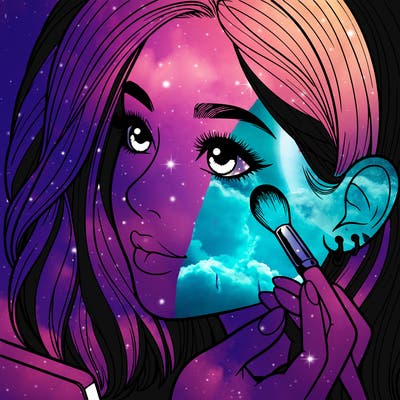 a realistic girl doing her makeup