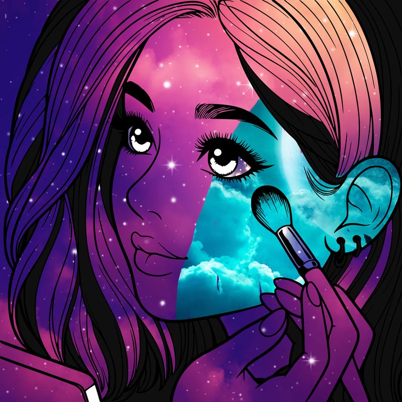 a realistic girl doing her makeup