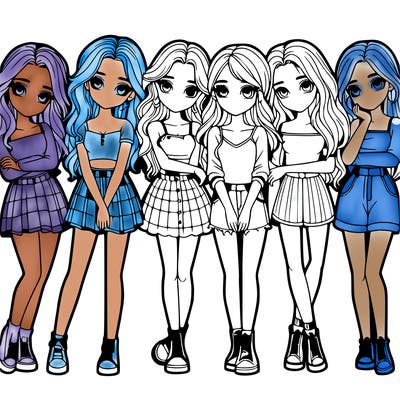 a group of girls realistic