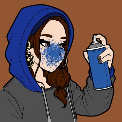 a realistic girl, spray painting
