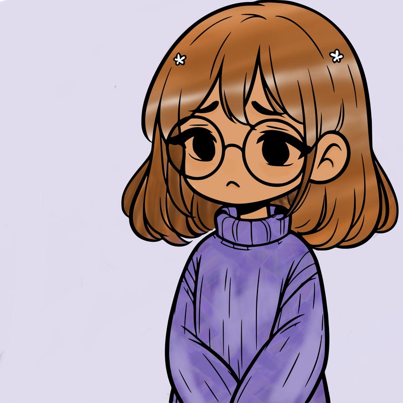 sad girl with glasses in a sweater