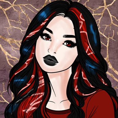 realistic girl with hair on her hair and lips