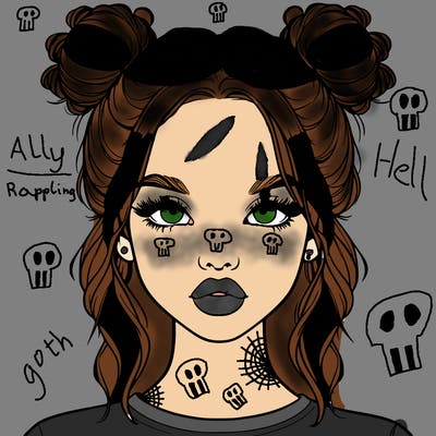 realistic girl with two buns in hair and lips