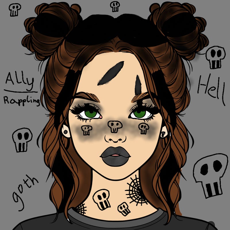 realistic girl with two buns in hair and lips