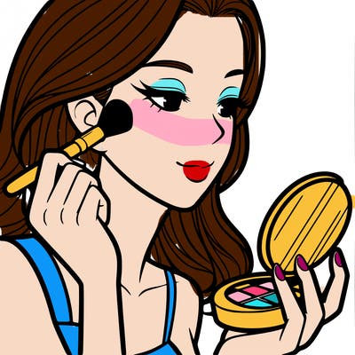 little girl putting on makeup