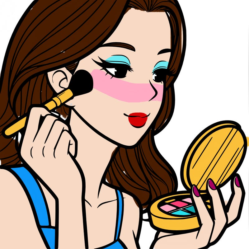 little girl putting on makeup