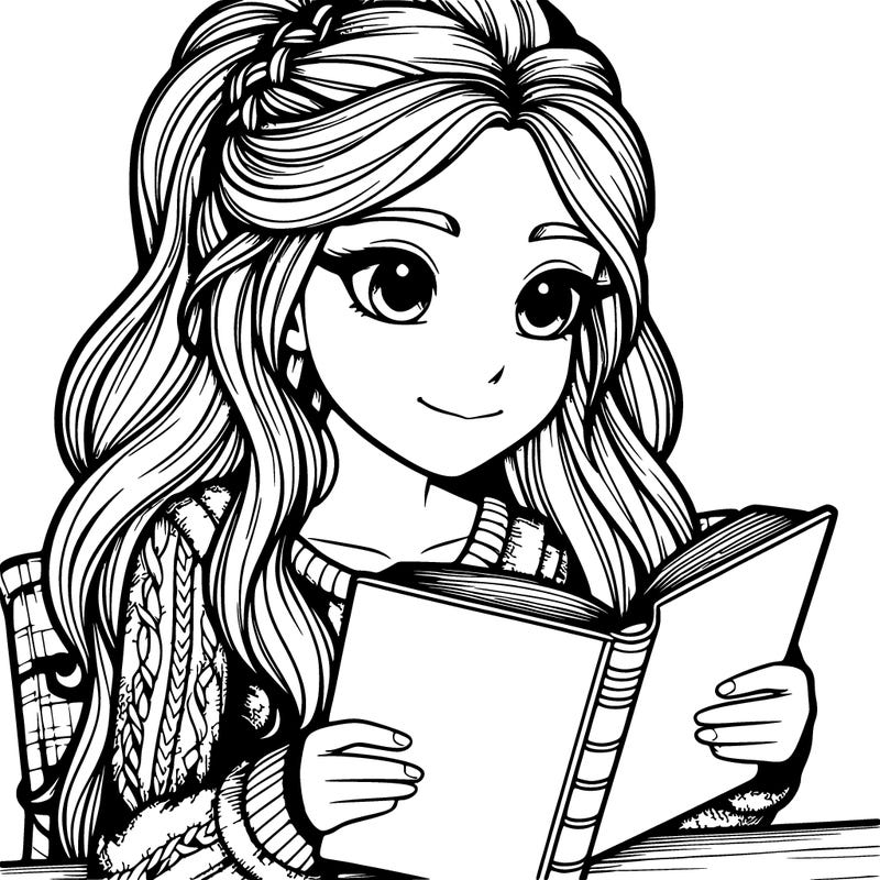 realistic girl reading a book