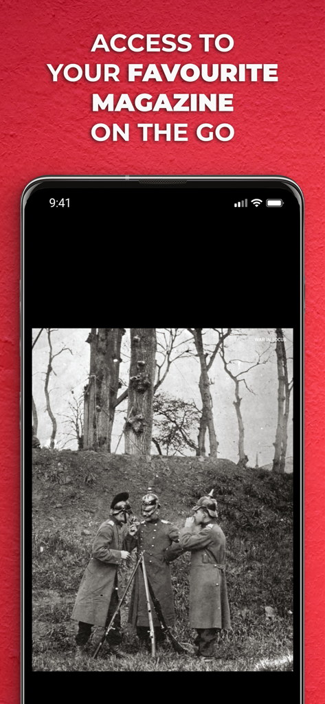 History of War Magazine - Aplicación de la revista History of War mostrando una foto histórica militar de soldados