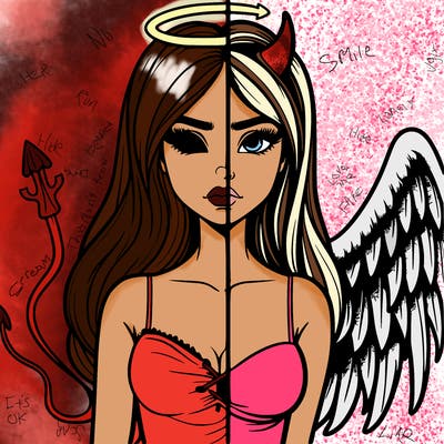 devil vs angel realistic girl