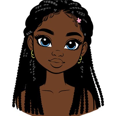 a realistic black girl with braids