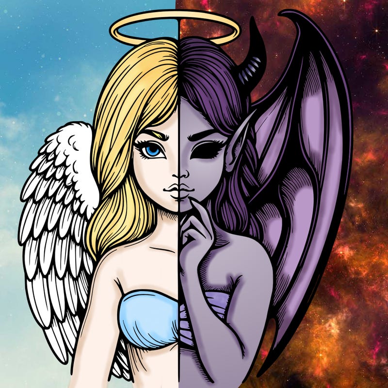 realistic angel half demon