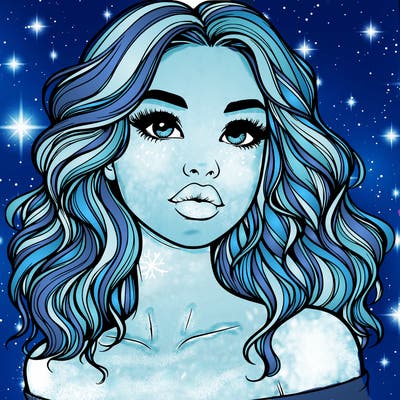 realistic girl with wavy hair and lips