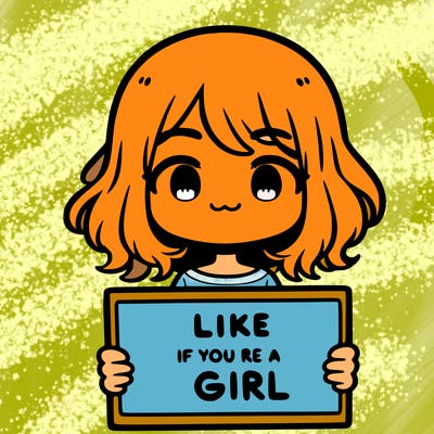 a cute girl holding a sign that says like if you’re a girl
