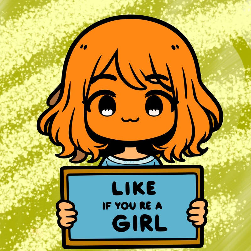 a cute girl holding a sign that says like if you’re a girl
