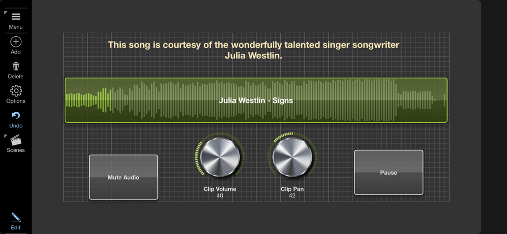 Surface Builder - A custom MIDI control surface interface in Surface Builder featuring an audio waveform display, metallic volume and pan knobs, and playback buttons.