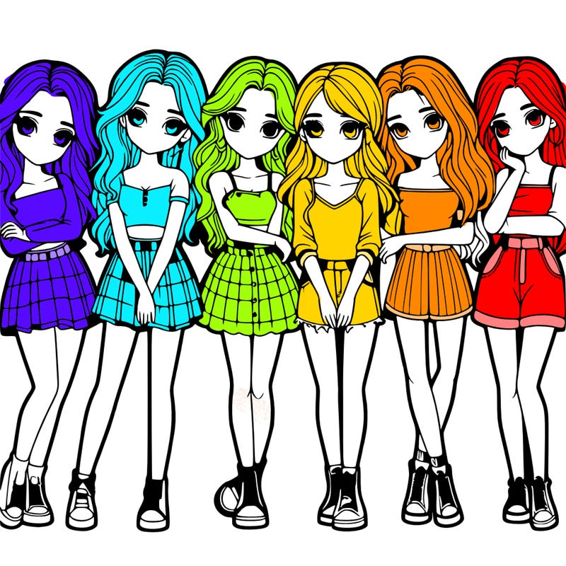 a group of girls realistic