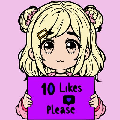 a girl with a sign saying 10 likes please